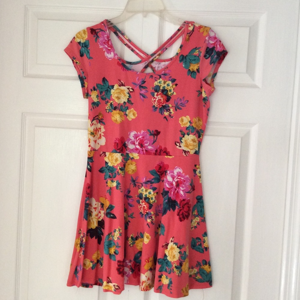Ambiance floral dress with cross back!